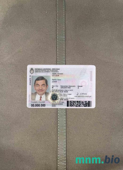 Argentyna karta ID 2020 – obecnie fotowygląd szablon PSD